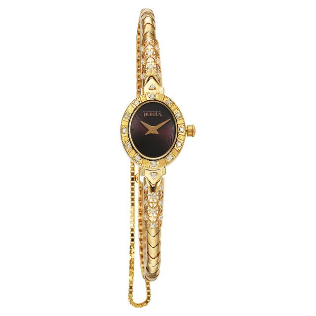 Nebula By Titan Quartz Analog Brown Dial 18 KT Gold Strap Watch for Women 2