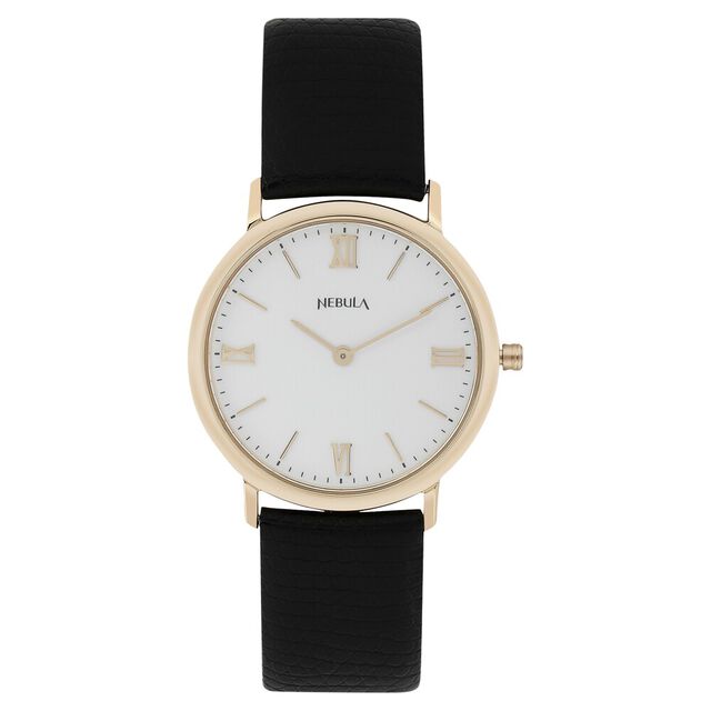 Titan Nebula Vintage 18k Gold Analog Leather Strap Watch for Men 