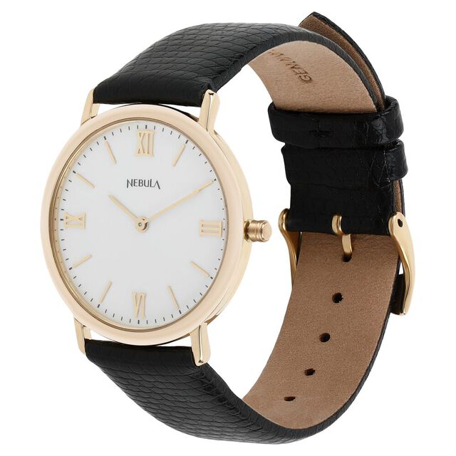 Titan Nebula Vintage 18k Gold Analog Leather Strap Watch for Men 4