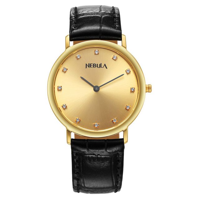 Titan Nebula Vintage 18k Gold Analog with Diamond Studded Indices Watch for Men 2