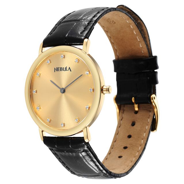 Titan Nebula Vintage 18k Gold Analog with Diamond Studded Indices Watch for Men 4