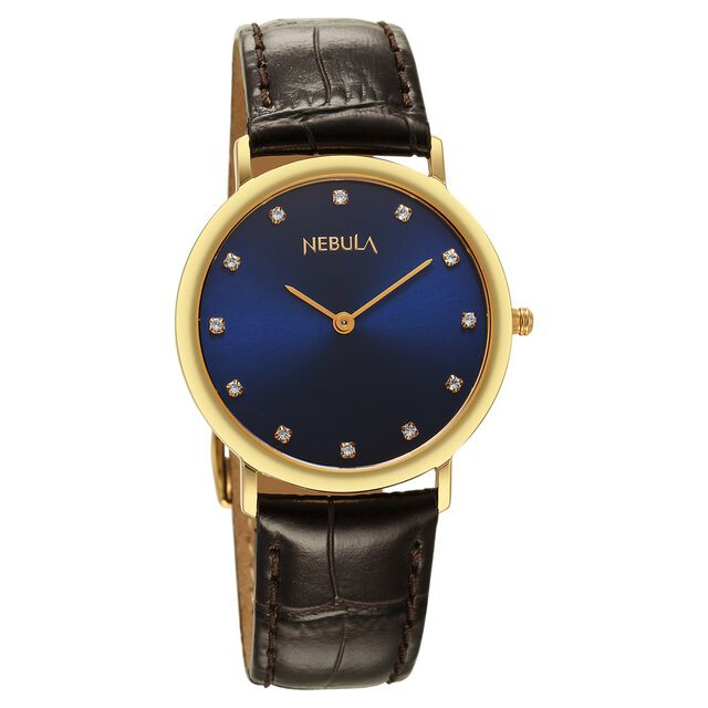 Titan Nebula Vintage 18k Gold Analog with Diamond Studded Indices Watch for Men 