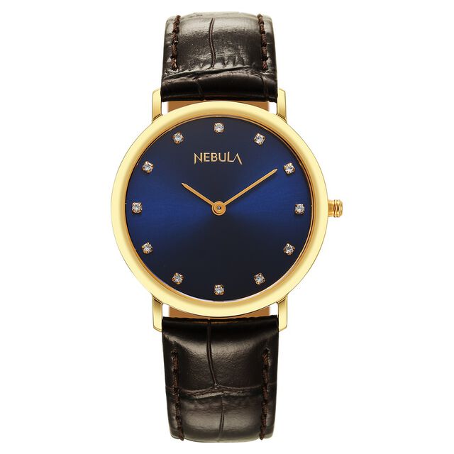 Titan Nebula Vintage 18k Gold Analog with Diamond Studded Indices Watch for Men 2
