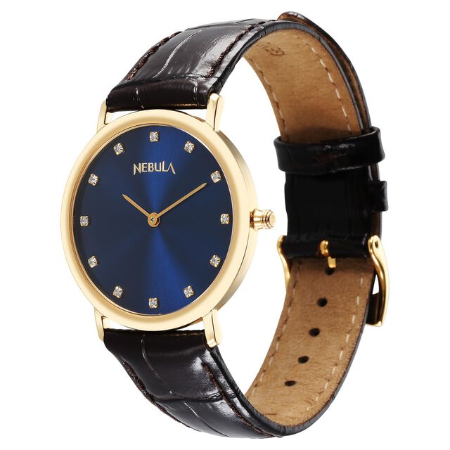 Titan Nebula Vintage 18k Gold Analog with Diamond Studded Indices Watch for Men 4