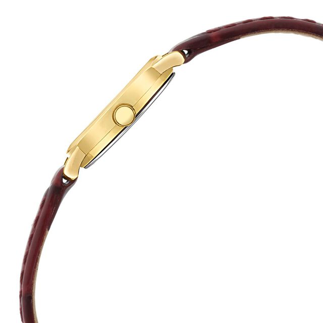Titan Nebula Vintage 18k Gold Analog Diamond Studded Indices Leather Strap Watch for Women 5