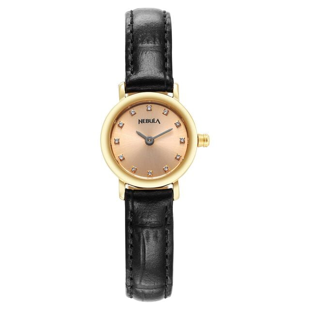 Titan Nebula Vintage 18k Gold Analog with Diamond Studded Indices Watch for Women 2