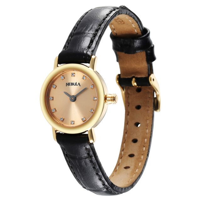 Titan Nebula Vintage 18k Gold Analog with Diamond Studded Indices Watch for Women 4