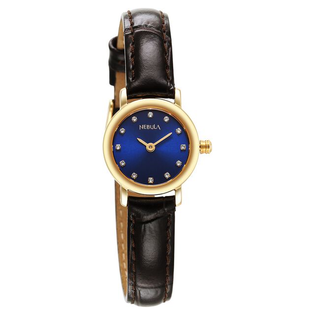 Titan Nebula Vintage 18k Gold Analog with Diamond Studded Indices Watch for Women 