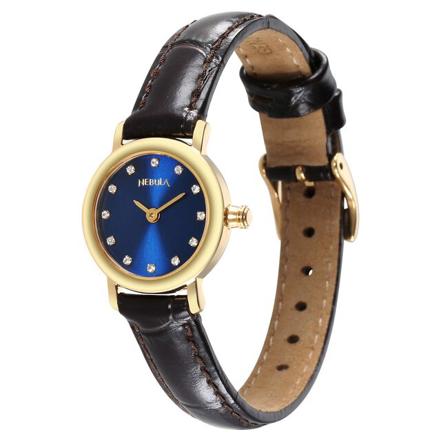 Titan Nebula Vintage 18k Gold Analog with Diamond Studded Indices Watch for Women 4