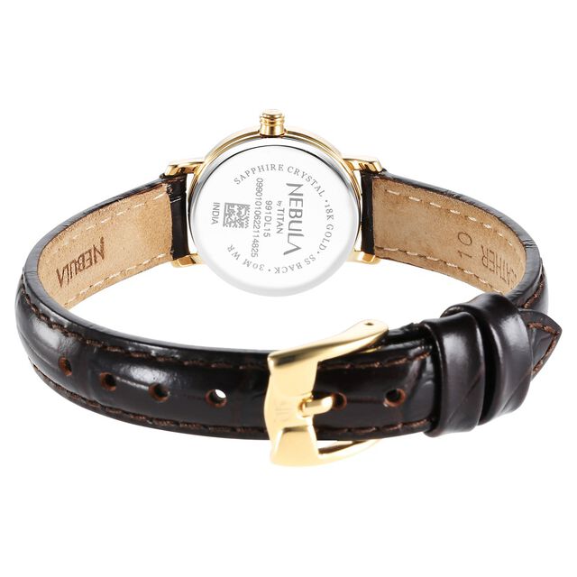 Titan Nebula Vintage 18k Gold Analog with Diamond Studded Indices Watch for Women 6