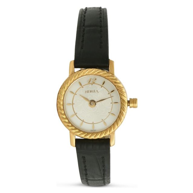 Titan Nebula Vintage 18k Gold Analog Leather Strap Watch for Men 
