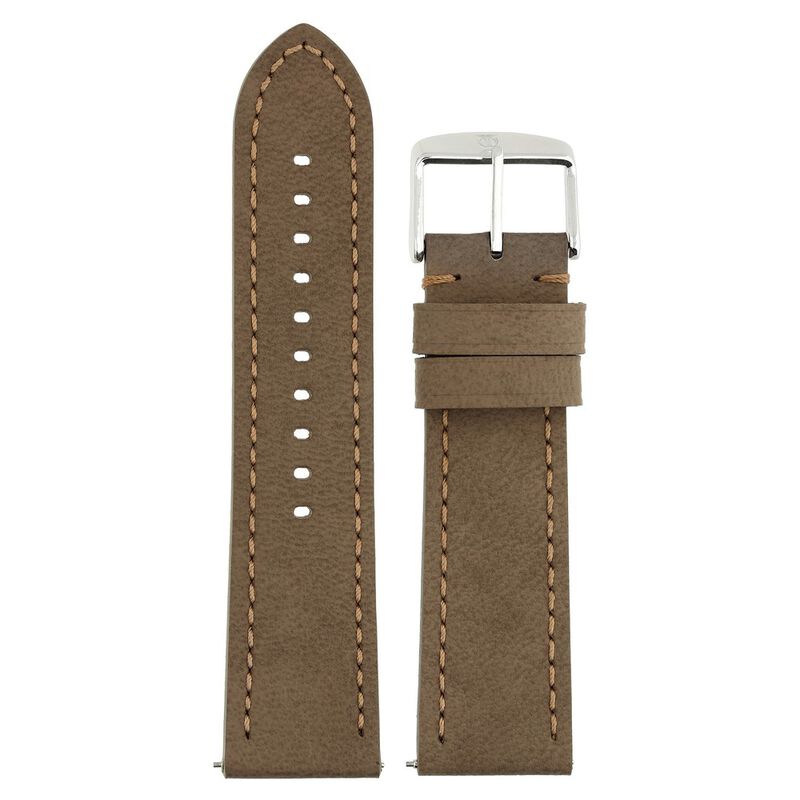 24 mm Brown Genuine Leather Strap for Men - image number 0