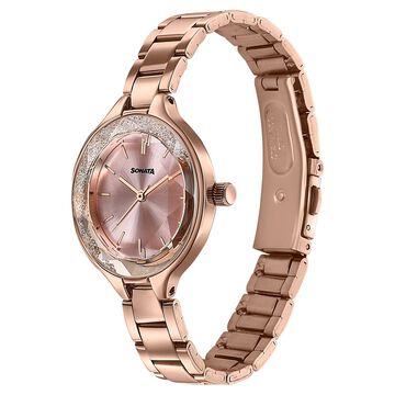 Sonata Festive Quartz Analog Pink Dial Rose Gold Metal Strap Watch For Women