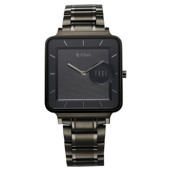 Titan Edge Quad Quartz Analog Blue Dial With Grey Stainless Steel Strap Watch For Men - image number 0