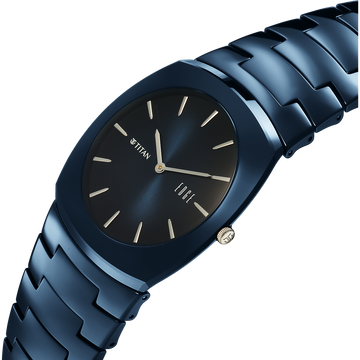 Titan Edge Fumage Quartz Analog Blue Dial Blue Ceramic Strap Watch For Men