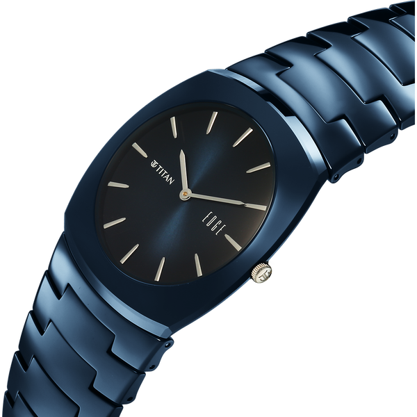 Titan Edge Fumage Quartz Analog Blue Dial Blue Ceramic Strap Watch For Men - image number 5