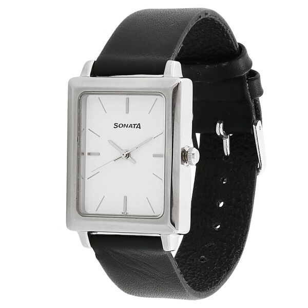 Sonata Quartz Analog White Dial Leather Strap Watch for Men - image number 1