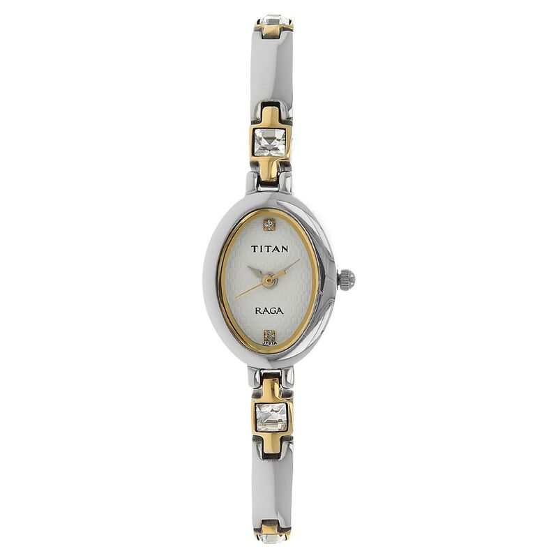 Titan Raga White Dial Analog with Date Metal Strap watch for Women