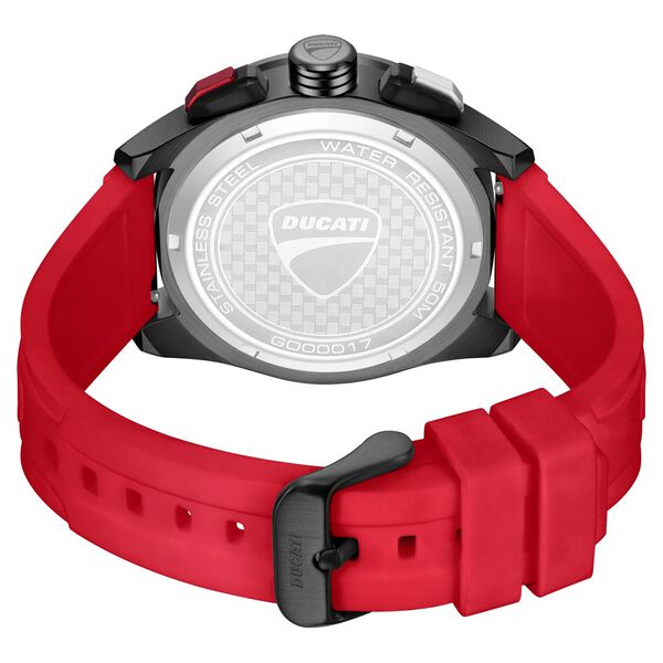 Ducati Quartz Chronograph Black Dial Red Silicone Strap Watch For Men - image number 2