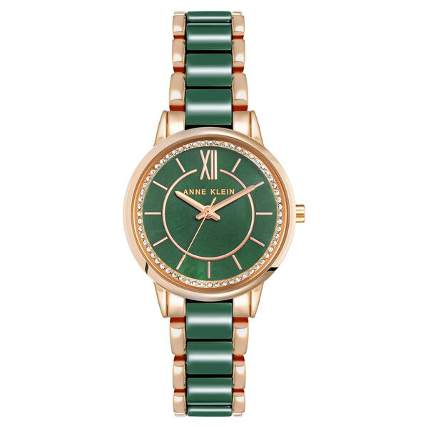Anne Klein Quartz Analog Green Dial Rose Gold Ceramic Strap Watch For Women - image number 0