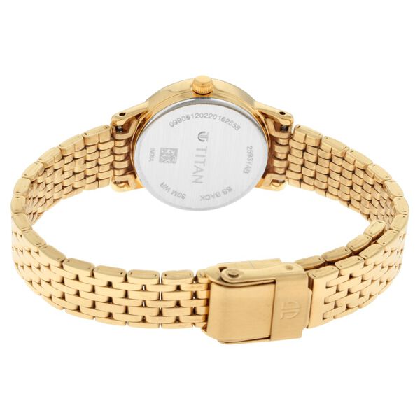 Titan Quartz Analog White Dial Golden Metal Strap Watch For Women - image number 4