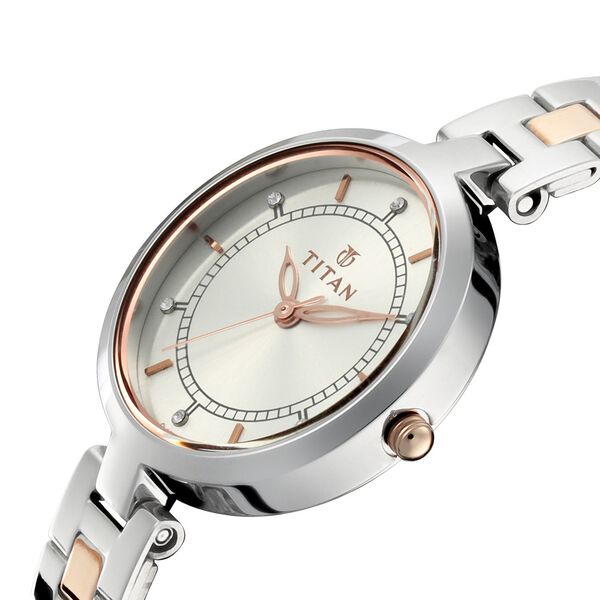 Titan Bandhan Quartz Analog Silver Dial Two Toned Stainless Steel Strap Watch For Couple - image number 2
