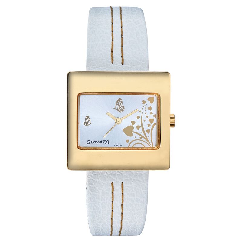 Sonata Quartz Analog Silver Dial Strap Watch for Women
