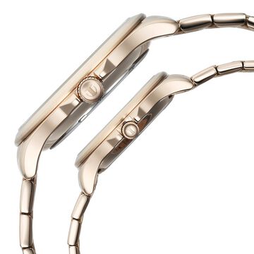 Titan Bandhan Quartz Analog with Date Silver Dial Rose Gold Stainless Steel Strap Watch For Couple