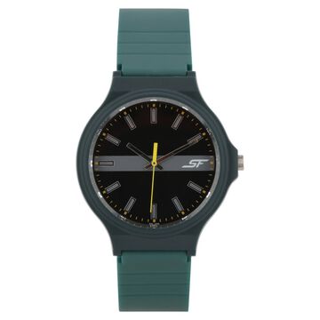 SF Quartz Analog Black Dial Plastic Strap Watch for Men