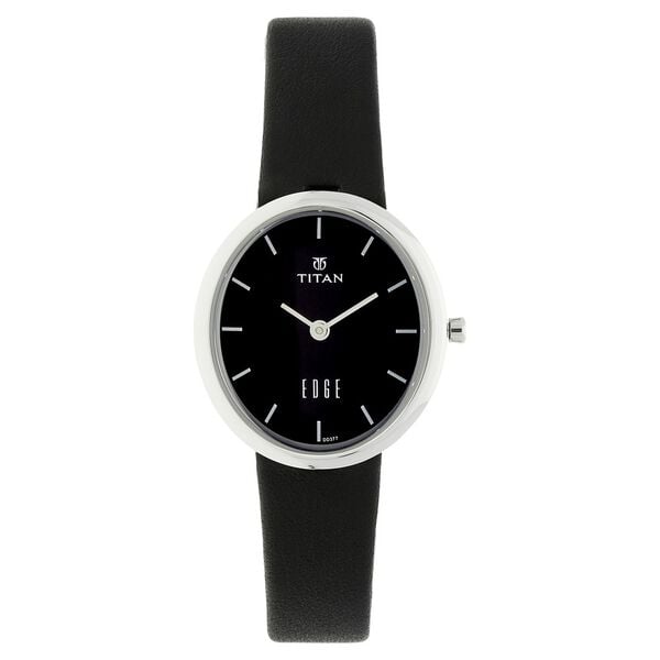 Titan Edge Black Dial Women Watch With Leather Strap - image number 0