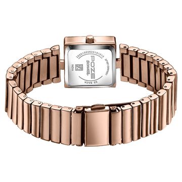 Sonata Poze Quartz Analog Pink Dial Rose Gold Metal Strap Watch For Women