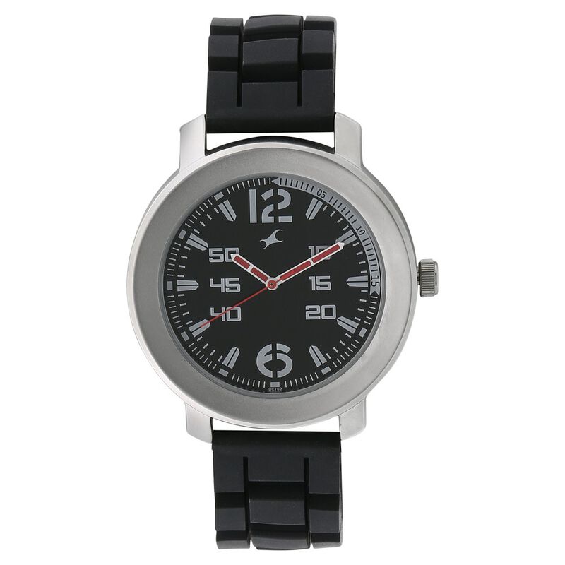 Fastrack Quartz Analog Black Dial Plastic Strap Watch for Guys