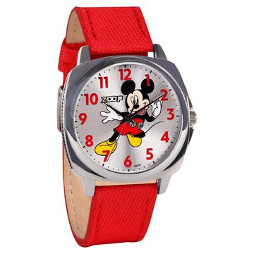 Zoop Disney Mickey Mouse Analog Watch with Silver Dial & Red Strap for Boys Kids, from House of Titan