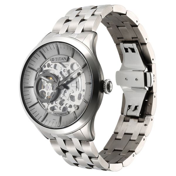 Titan Metal Mechanicals Silver Dial Silver Stainless Steel Strap Watch for Men - image number 3