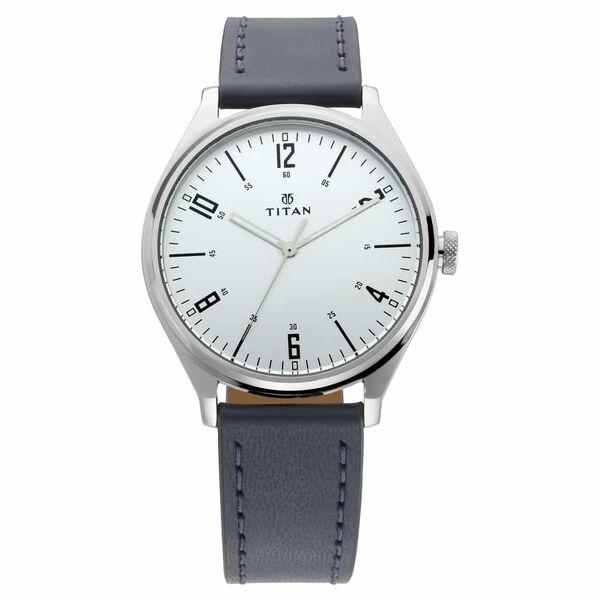 Titan Men's Minimalist Zen Watch: Sleek Leather Strap with Contrast Hands - image number 0
