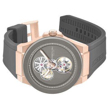 Kenneth Cole Automatic Grey Dial Grey Silicone Strap Watch For Men