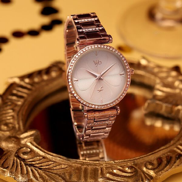 Vyb Diva By Fastrack Quartz Analog Rose Gold Dial Rose Gold Metal Strap Watch For Girls - image number 0