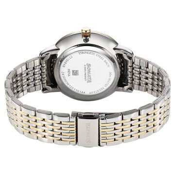 Sonata Eternia Quartz Analog White Dial Metal Strap Watch For Men