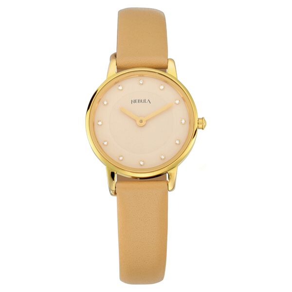 Titan Nebula Lustre 18k Gold Analog Leather Strap Watch for Women - image number 1