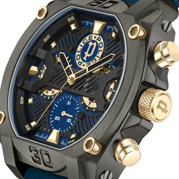 Police Multifunction Blue Dial Blue Color Silicone Strap Watch For Men - image number 4