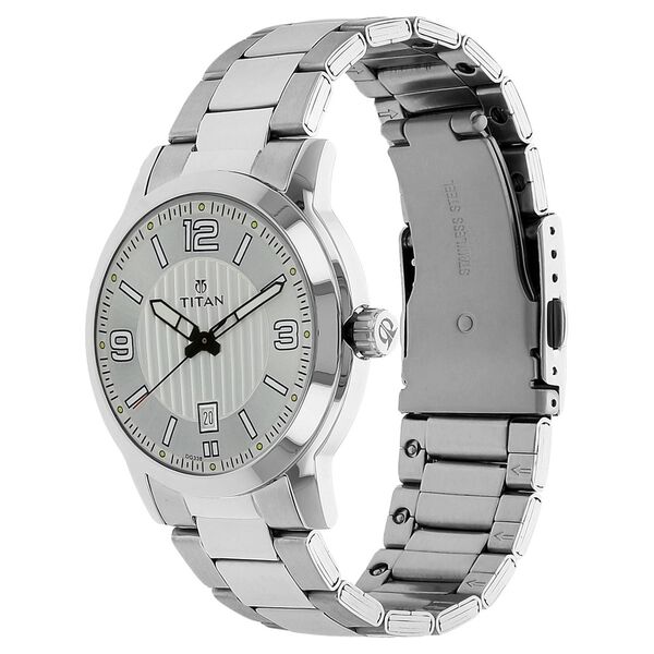 Titan Quartz Analog Silver Dial Stainless Steel Strap Watch for Men - image number 1