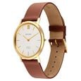 Edge Dynasty Quartz Analog White Dial Brown Leather Strap Watch For Men - image number 2