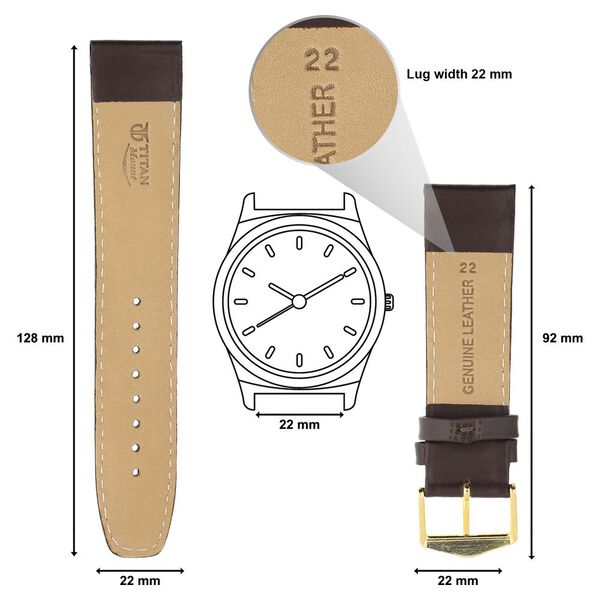 22 mm Brown Genuine Leather Straps for Men - image number 1