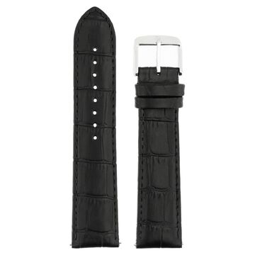 24 mm Black Genuine Leather Strap for Men
