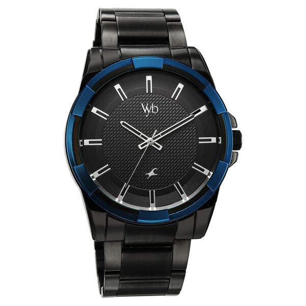 Vyb Horizon By Fastrack Quartz Analog Black Dial Black Metal Strap Watch For Guys - image number 1