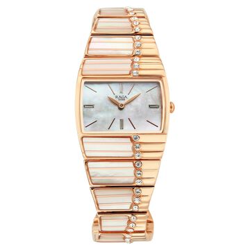 Titan Raga Power Pearls 2.0 Quartz Analog Mother Of Pearl Dial Rose Gold Metal Strap Watch For Women