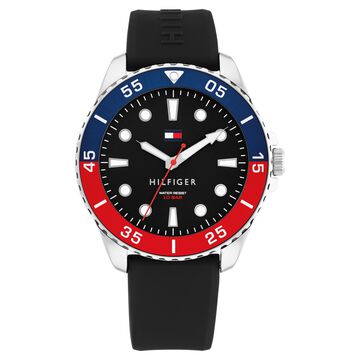 Tommy Hilfiger Quartz Analog Black Dial Black Silicone Strap Watch For Men