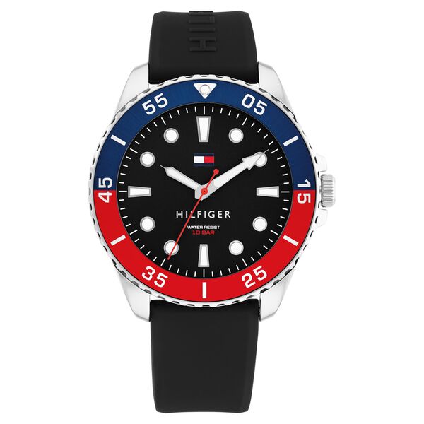 Tommy Hilfiger Quartz Analog Black Dial Black Silicone Strap Watch For Men - image number 0