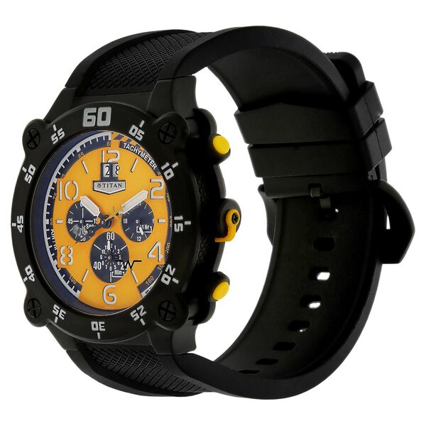 Titan Quartz Chronograph Yellow Dial Plastic Strap Watch for Men - image number 1