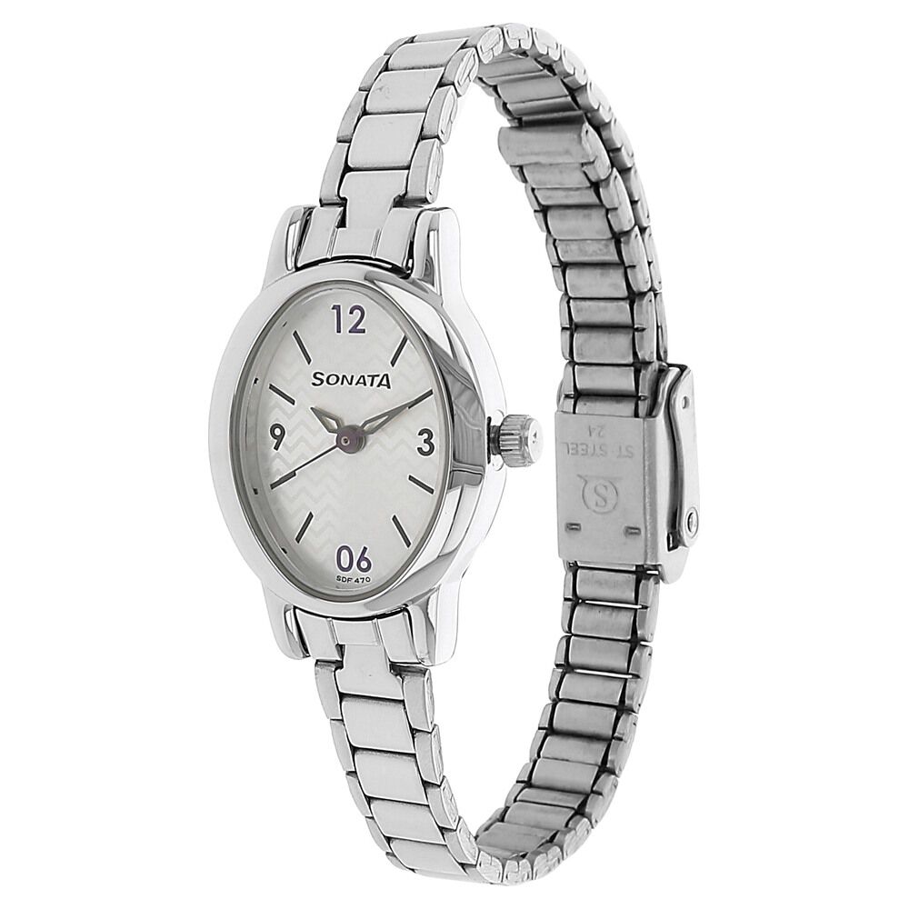 Buy Online Sonata Quartz Analog Silver Dial Stainless Steel Strap